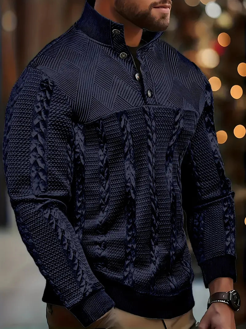 Heere | Lange Mouw Henley Trui Met Strepen