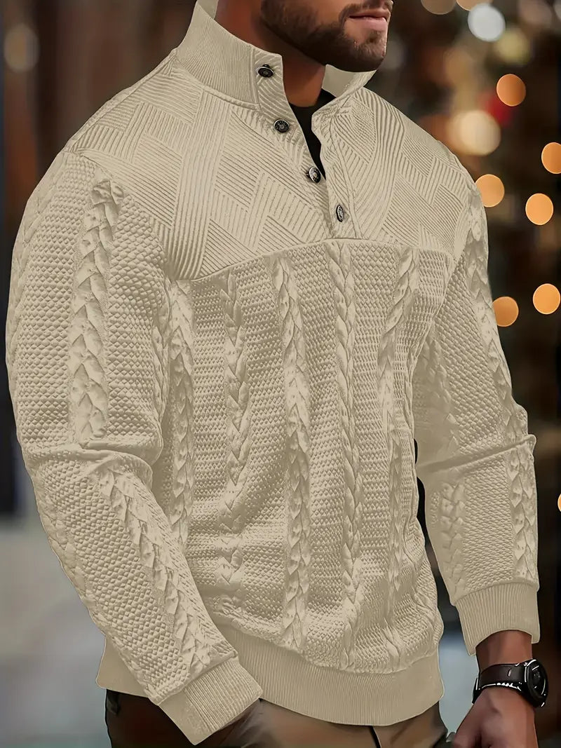 Heere | Lange Mouw Henley Trui Met Strepen
