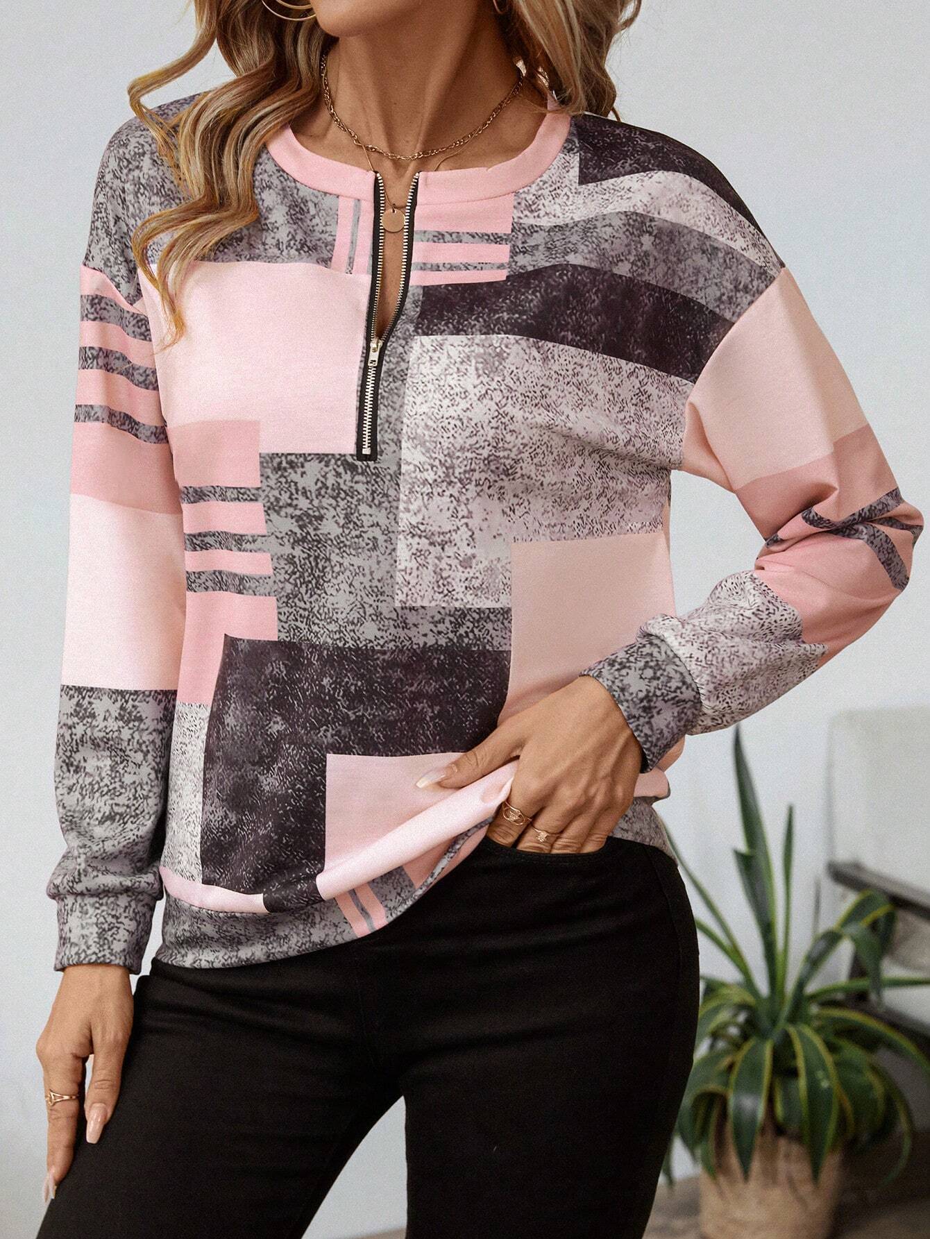 Marisa | Trui met grafische print en ritssluiting