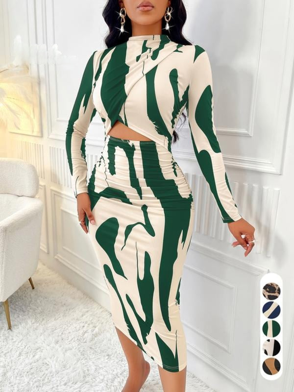 ARA™ - Bodyconjurk met kleurblokprint en uitsparingen voor lente en herfst 4