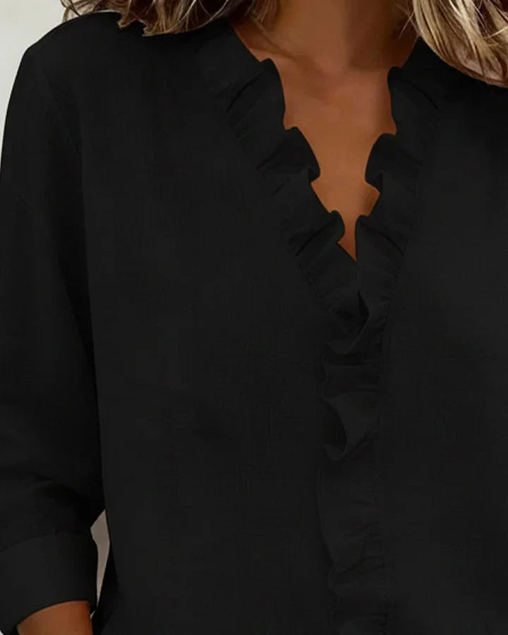 Ruchet | Blouse met ruches en V-hals, lichtgewicht stof