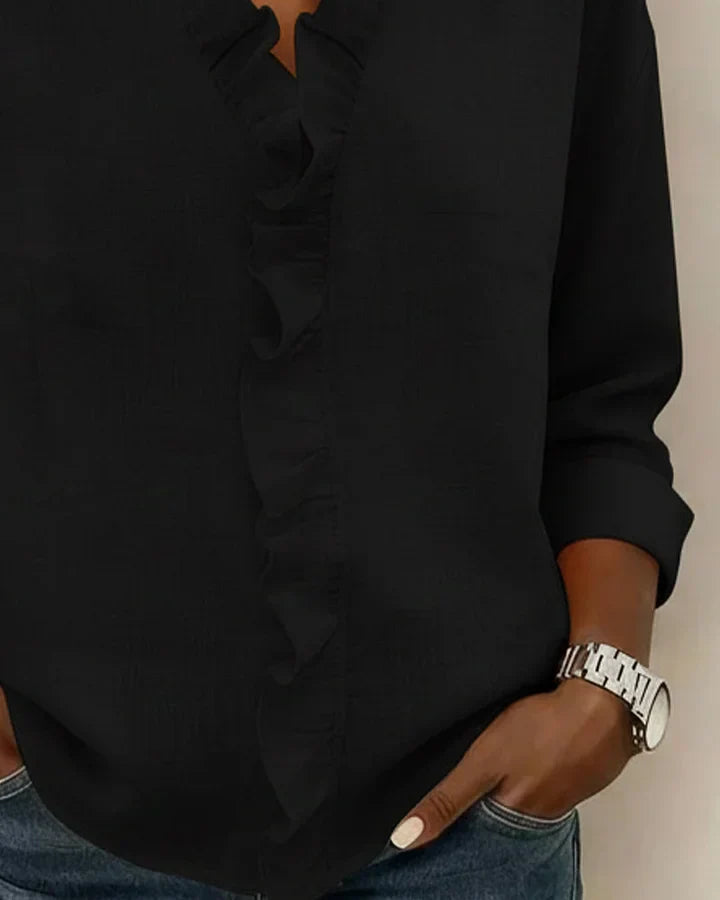 Ruchet | Blouse met ruches en V-hals, lichtgewicht stof