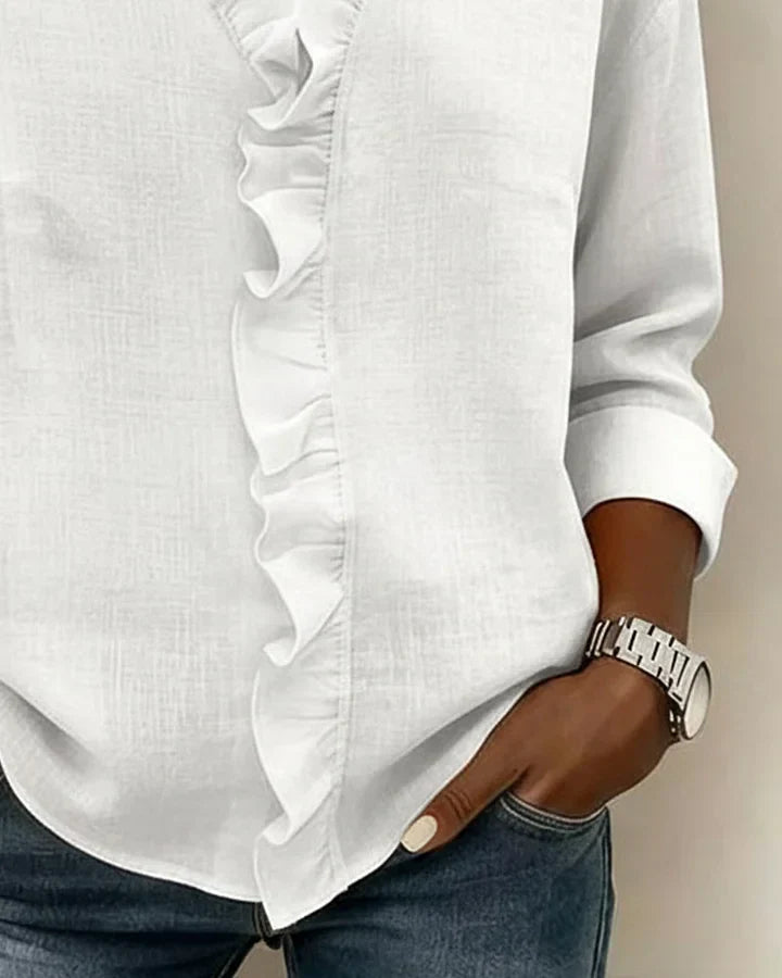Ruchet | Blouse met ruches en V-hals, lichtgewicht stof