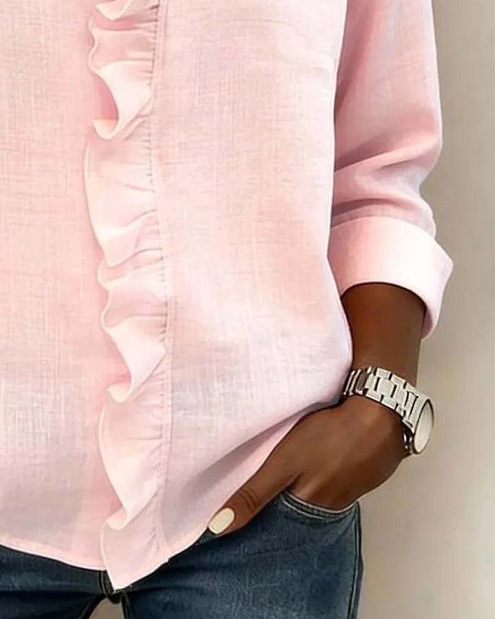 Ruchet | Blouse met ruches en V-hals, lichtgewicht stof