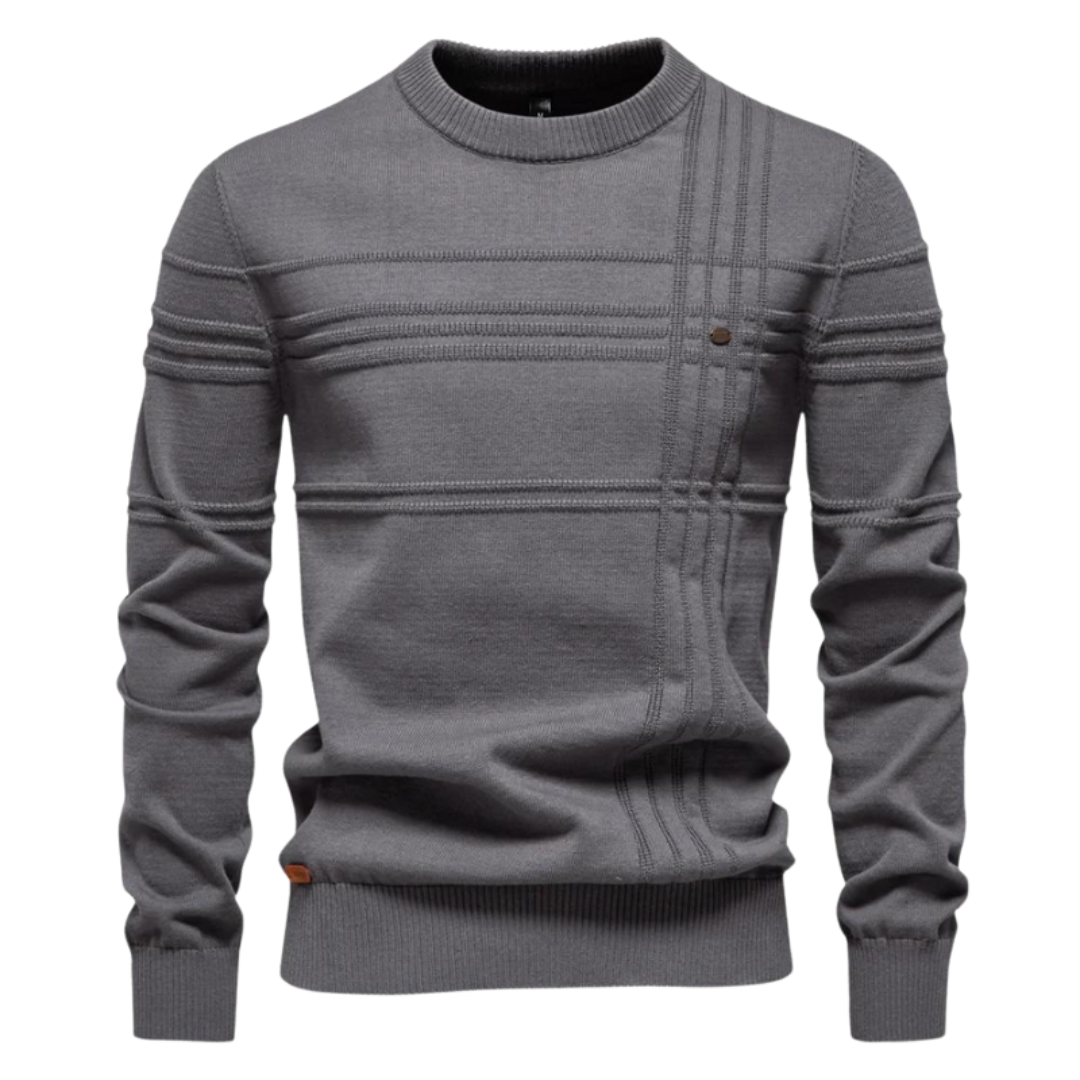 Bryson | Katoenen herentrui met streepdesign 0