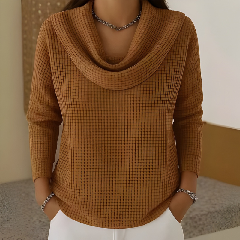 Dahlia | Warme wafeltrui met elegante col 2