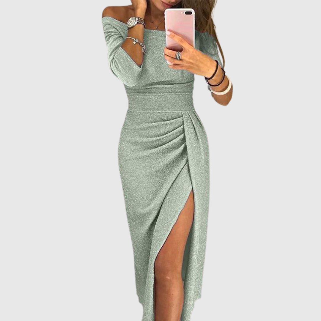 Elarienne | Chique vloeiende halter maxi-jurk 2