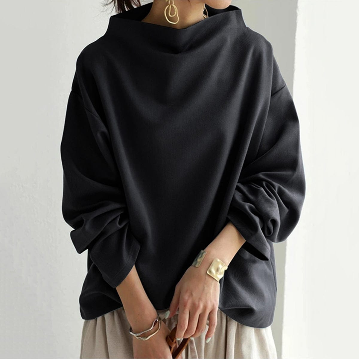 Elidi | Casual top met hoge hals