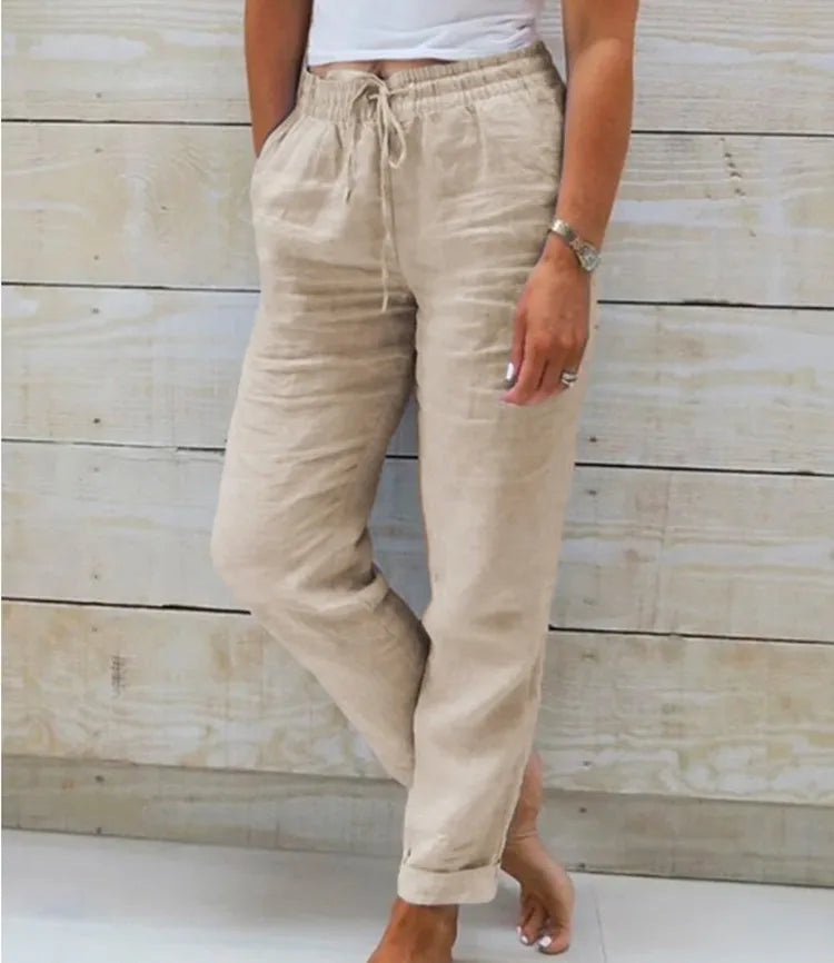 Elisse | Casual broek van katoen en linnen