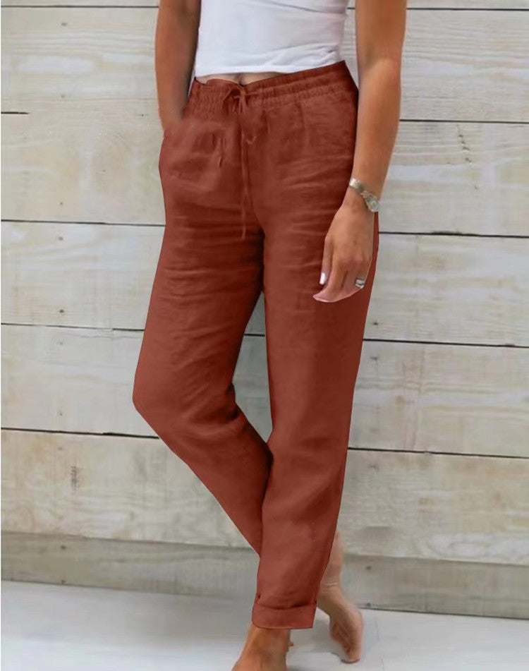 Elisse | Casual broek van katoen en linnen