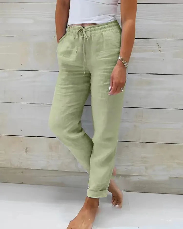 Elisse | Casual broek van katoen en linnen
