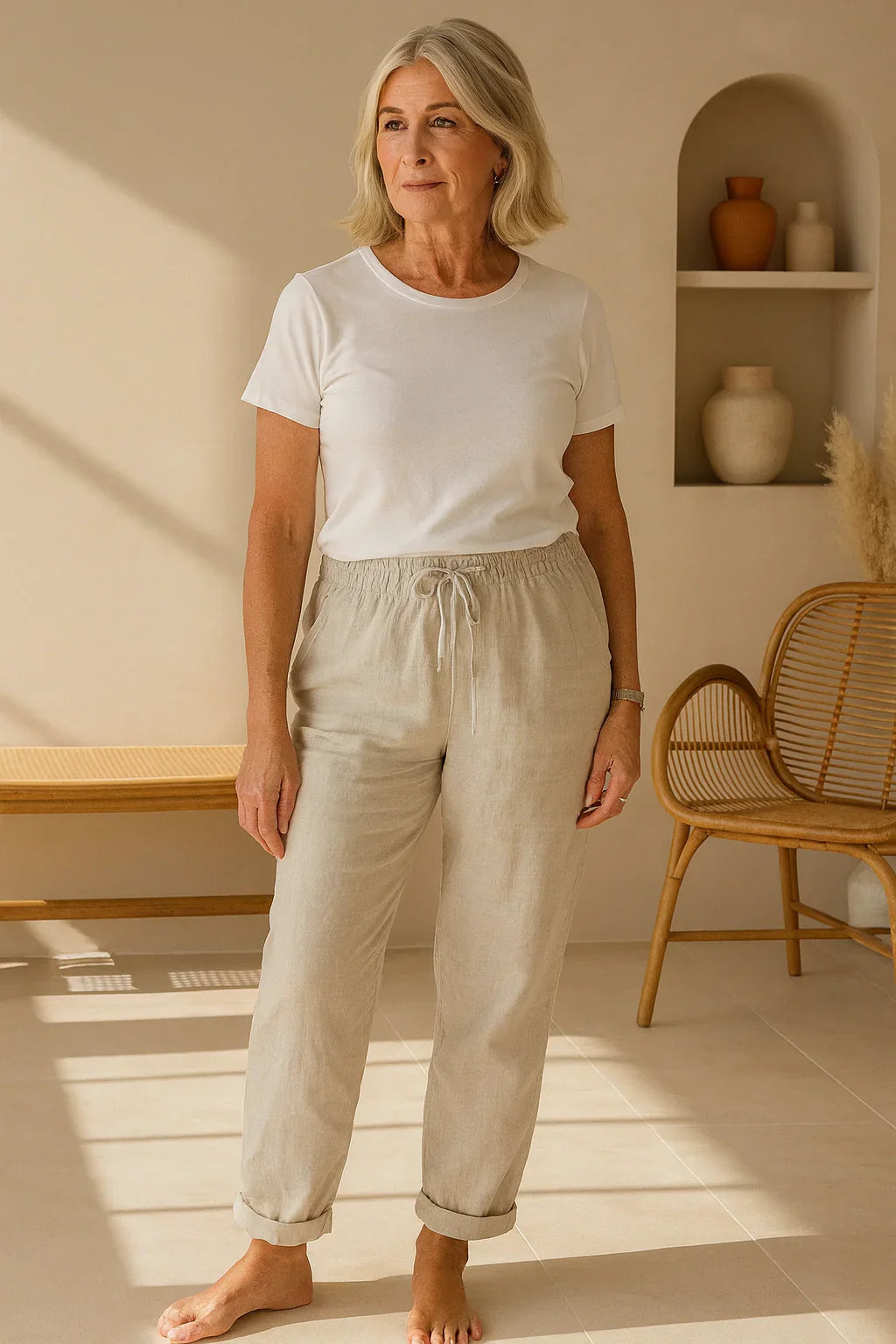 Elisse | Casual broek van katoen en linnen