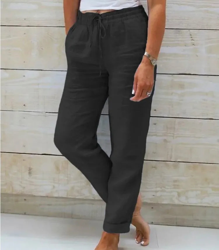 Elisse | Casual broek van katoen en linnen
