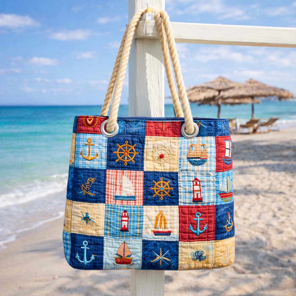 Marine Patchwork | Gewatteerde strandtas