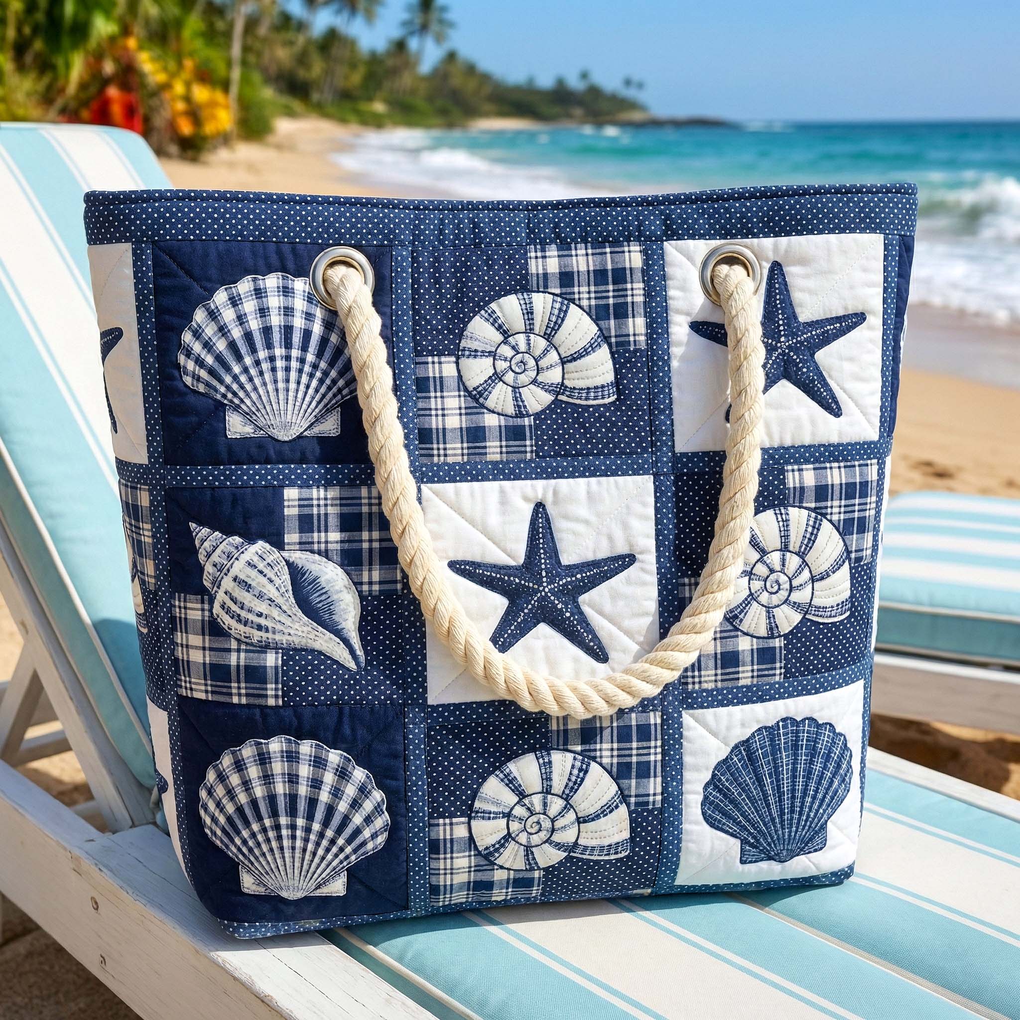 Shell Serenity | Gewatteerde strandtas