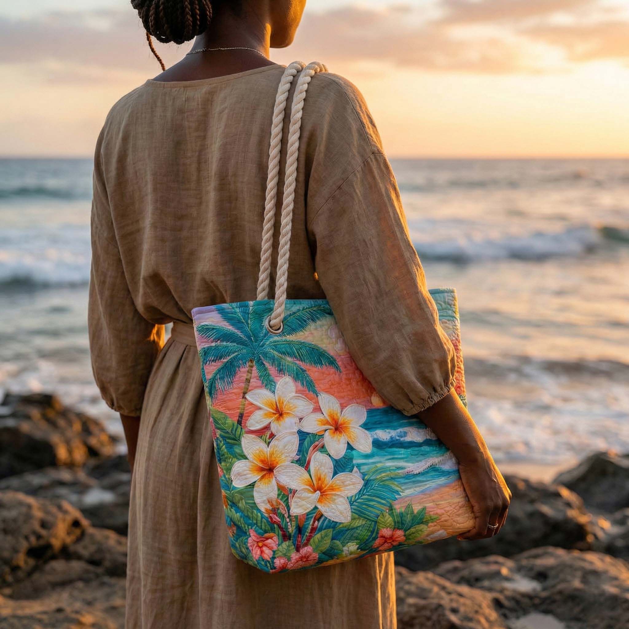 Tropical Vibe | Gewatteerde strandtas