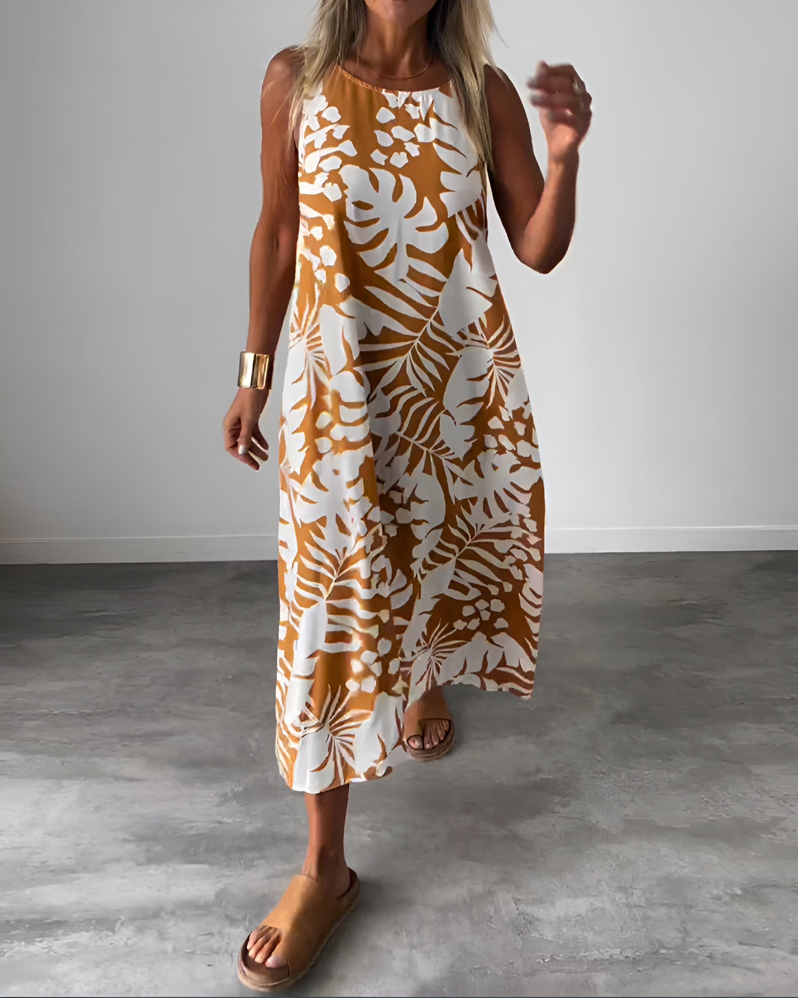 Korina | Zomerjurk met botanische details