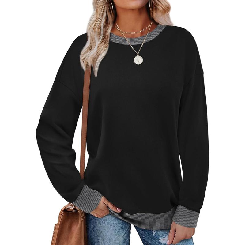 MARGARET™ - Sweatshirt met ronde hals en lange mouwen en contrasterende bies 0
