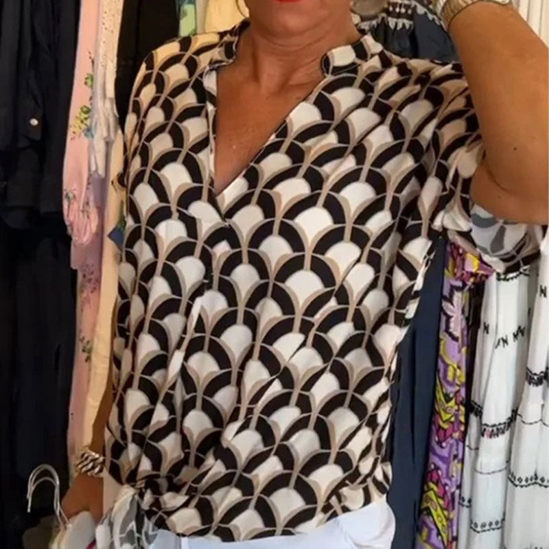 Naskia | Blouse met korte mouwen en V-hals