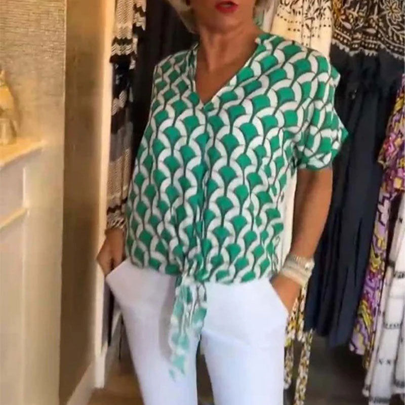 Naskia | Blouse met korte mouwen en V-hals