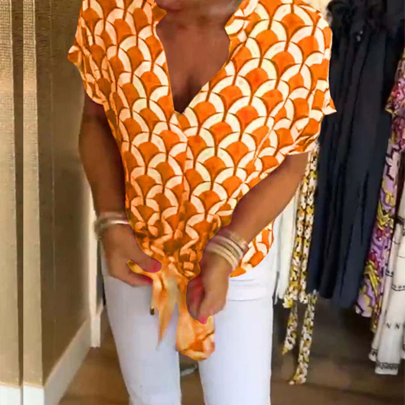 Naskia | Blouse met korte mouwen en V-hals