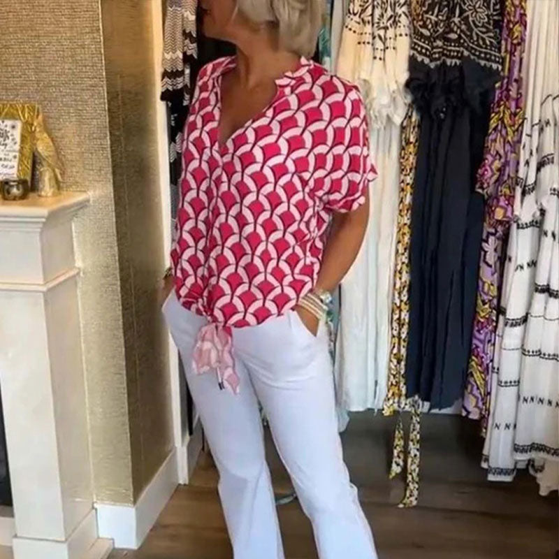 Naskia | Blouse met korte mouwen en V-hals