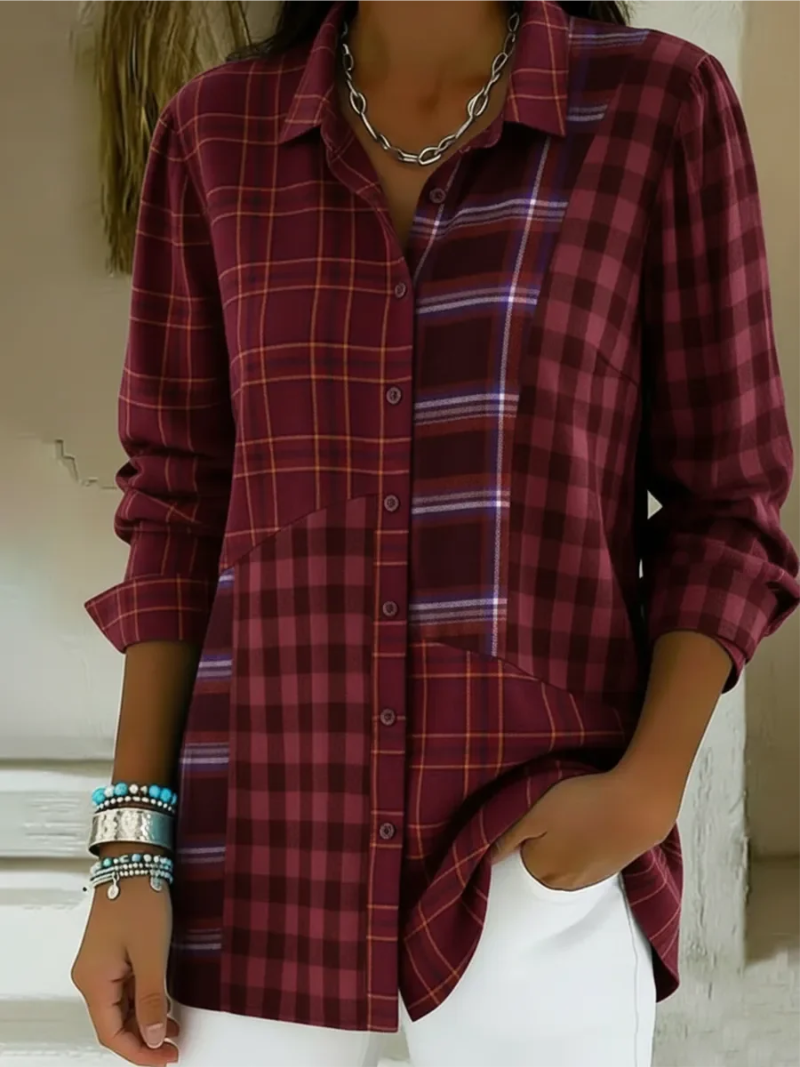 Rusty | Blouse met ruitpatroon
