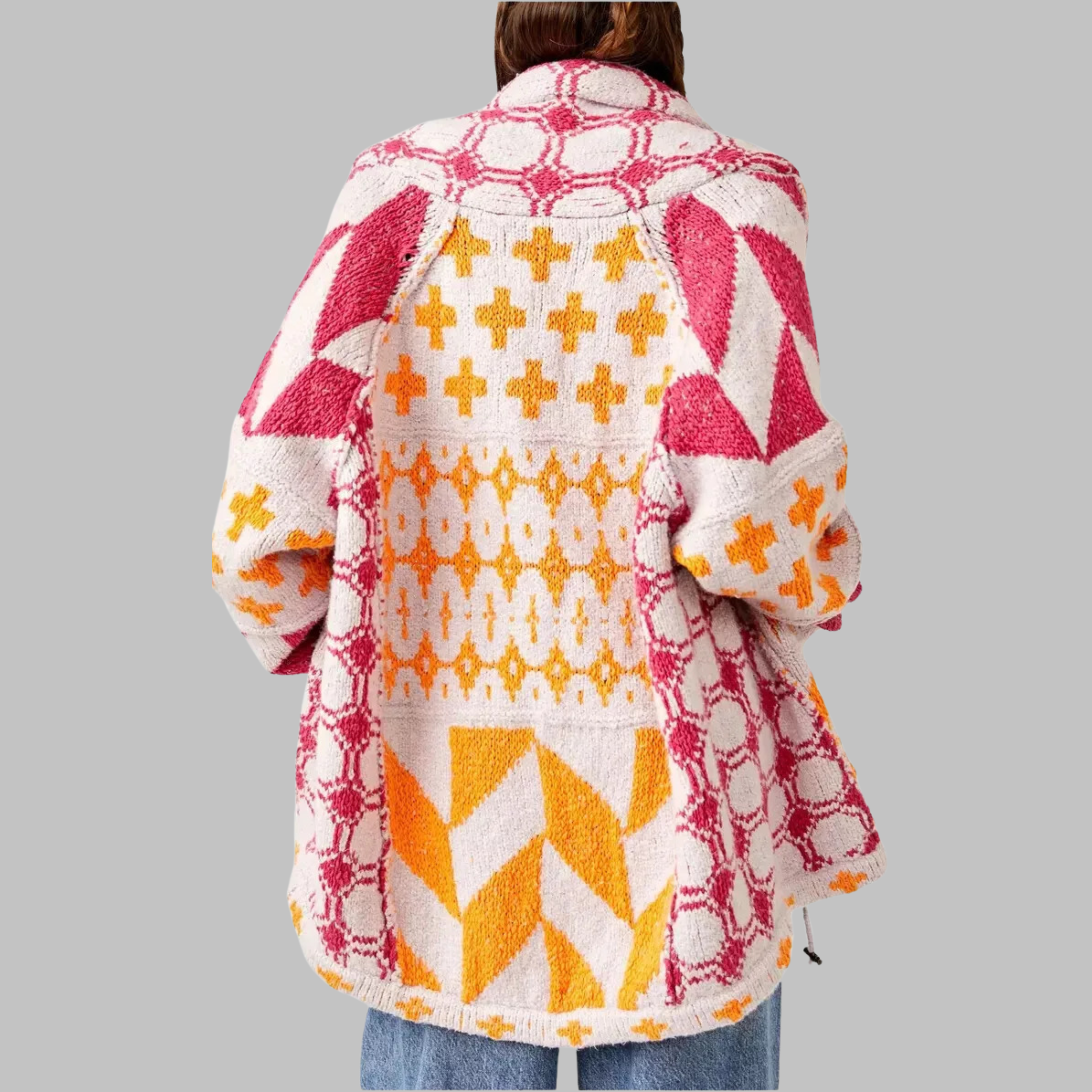 Portia | Vintage oversized vest met knoopjeskraag