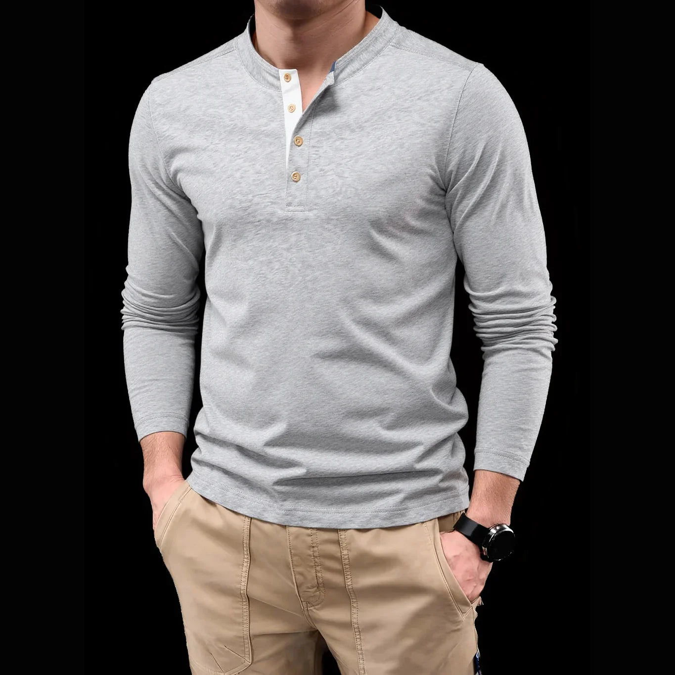 Barry | Henley Heren Shirt Met Lange Mouwen