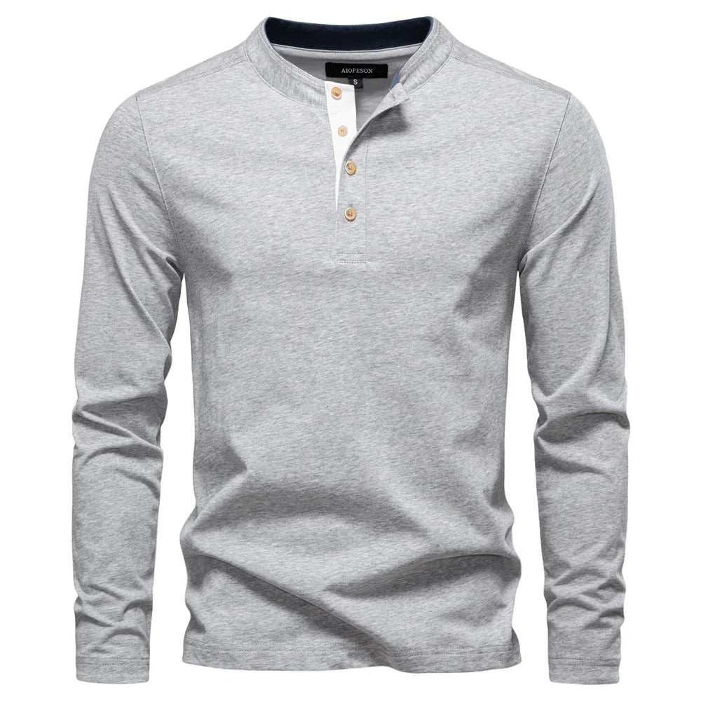 Barry | Henley Heren Shirt Met Lange Mouwen