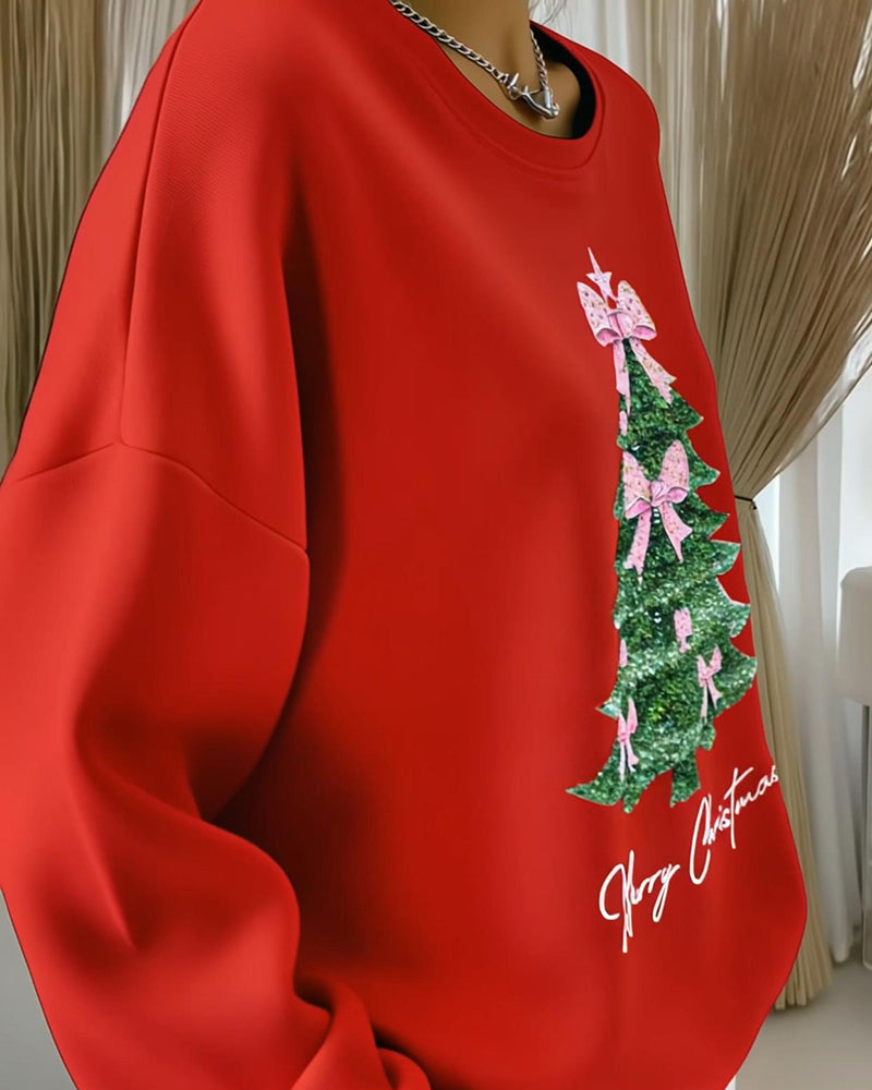 Sweatshirt met ronde hals en lange mouwen en kerstprint 4