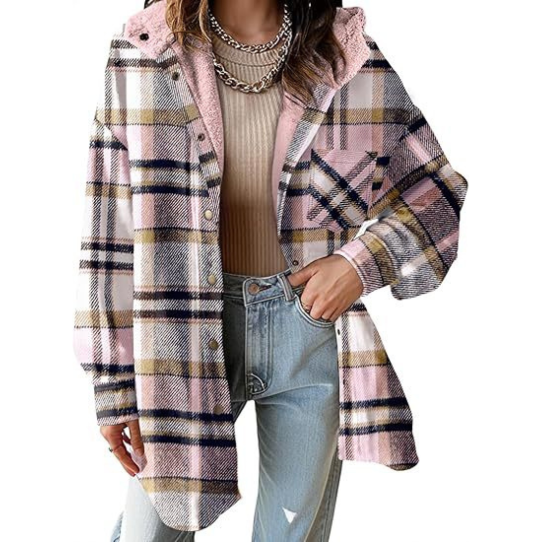 TALLULAH™ - Relaxed Fit Geruite Jas met Capuchon 5