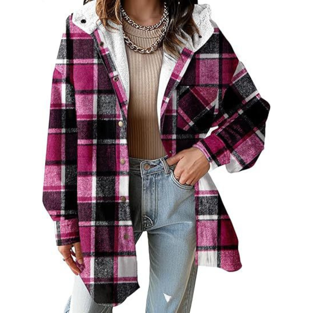 TALLULAH™ - Relaxed Fit Geruite Jas met Capuchon 6
