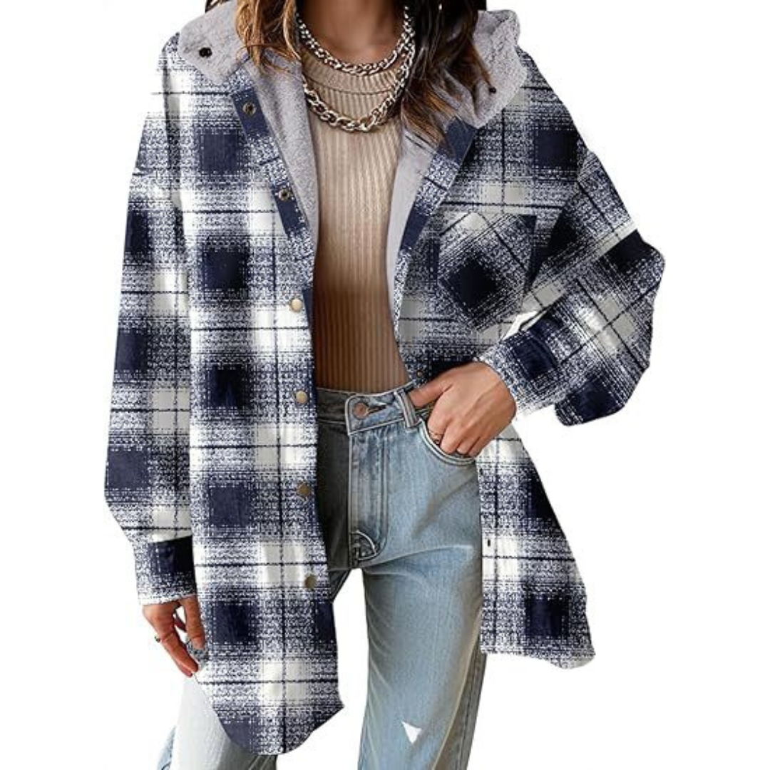 TALLULAH™ - Relaxed Fit Geruite Jas met Capuchon 8