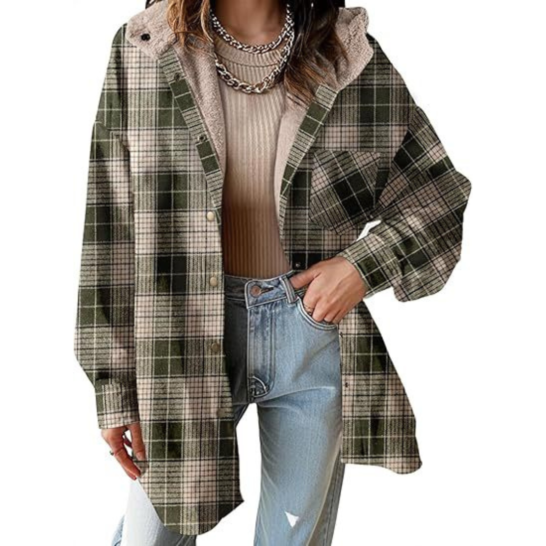TALLULAH™ - Relaxed Fit Geruite Jas met Capuchon 9