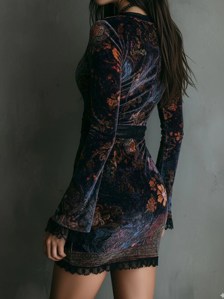 Tallis - Mini-jurk van fluweel met bloemenprint 3