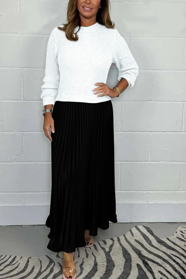 Charlotta | Maxijurk met trui en geplooide rok