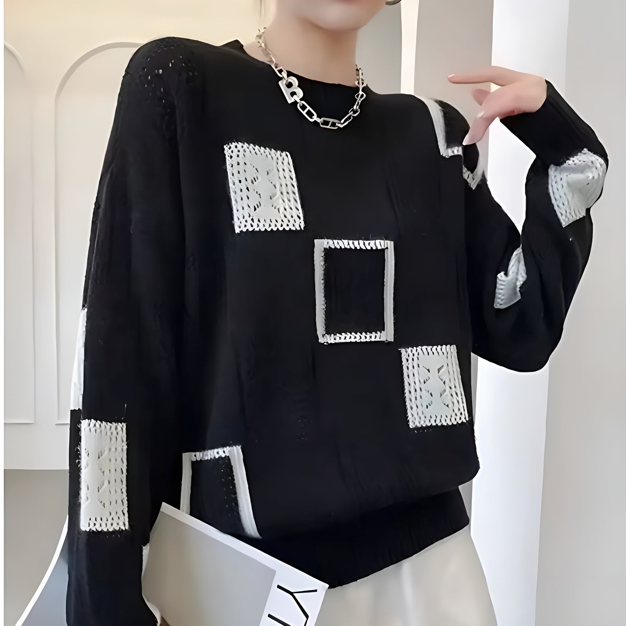 Naren | Moderne zachte patchwork trui