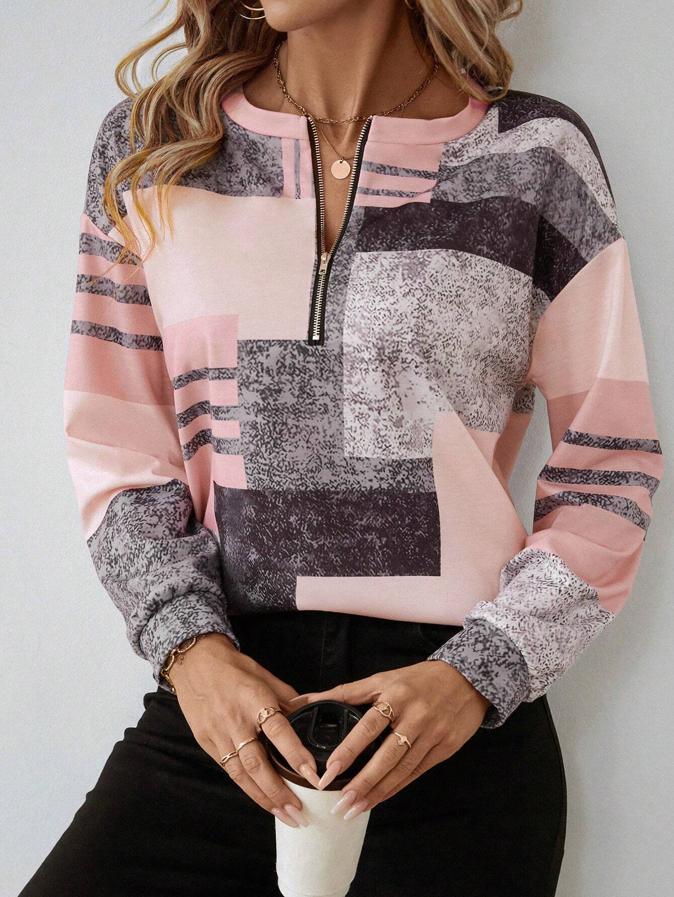 Marisa | Trui met grafische print en ritssluiting