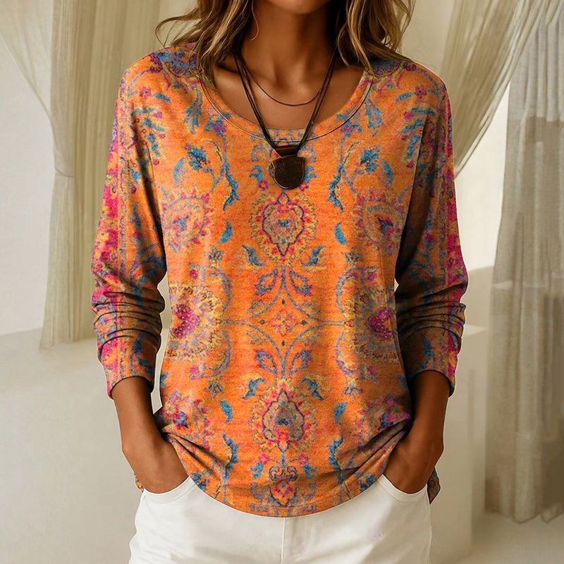 Hyna | Vintage T-Shirt Met Etnische Print