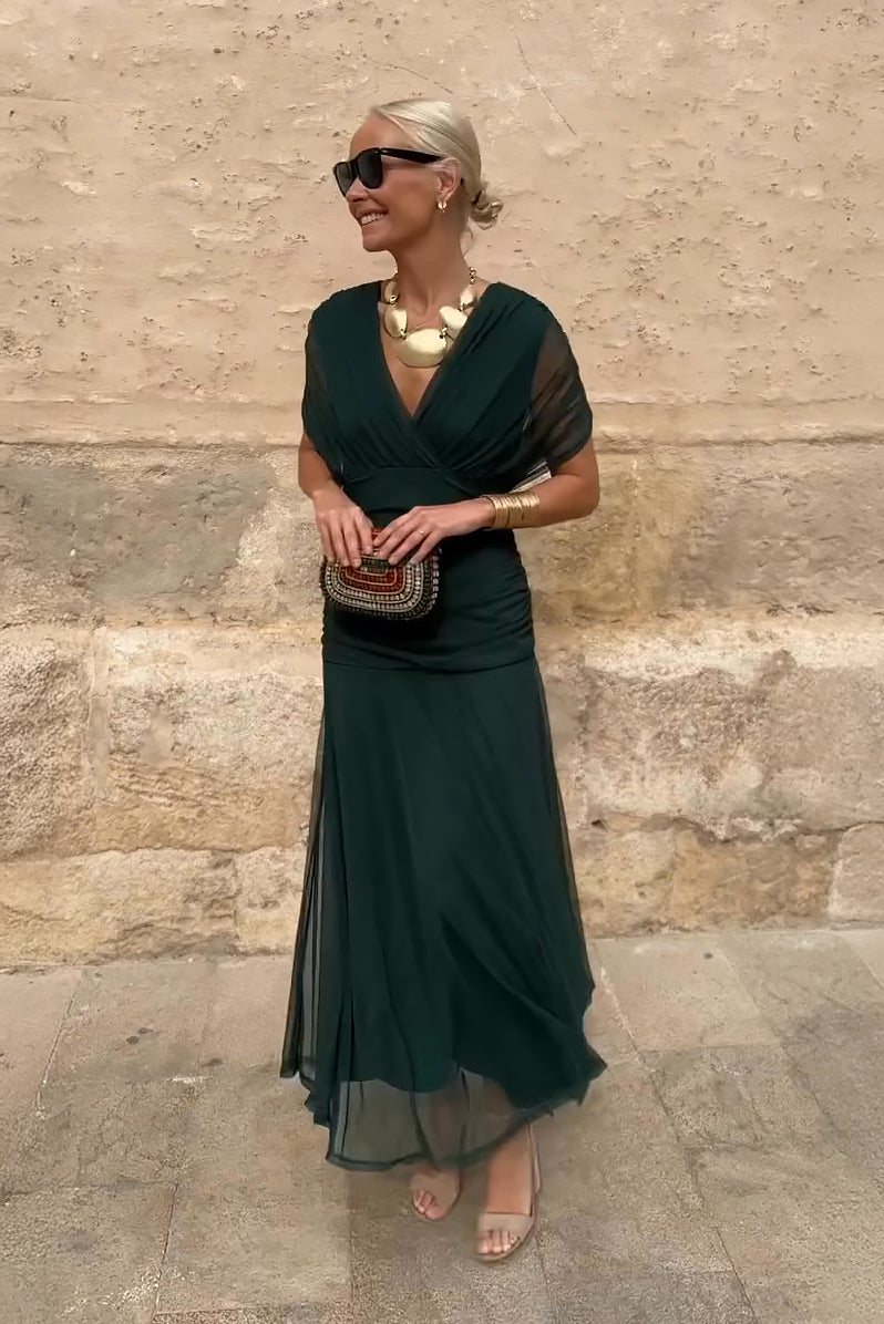 Catarina | Elegante maxi-jurk met V-hals en bloemenprint voor feestjes