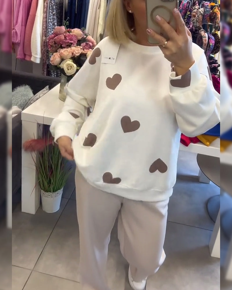Heather | Trui in katoenmix met hartjes