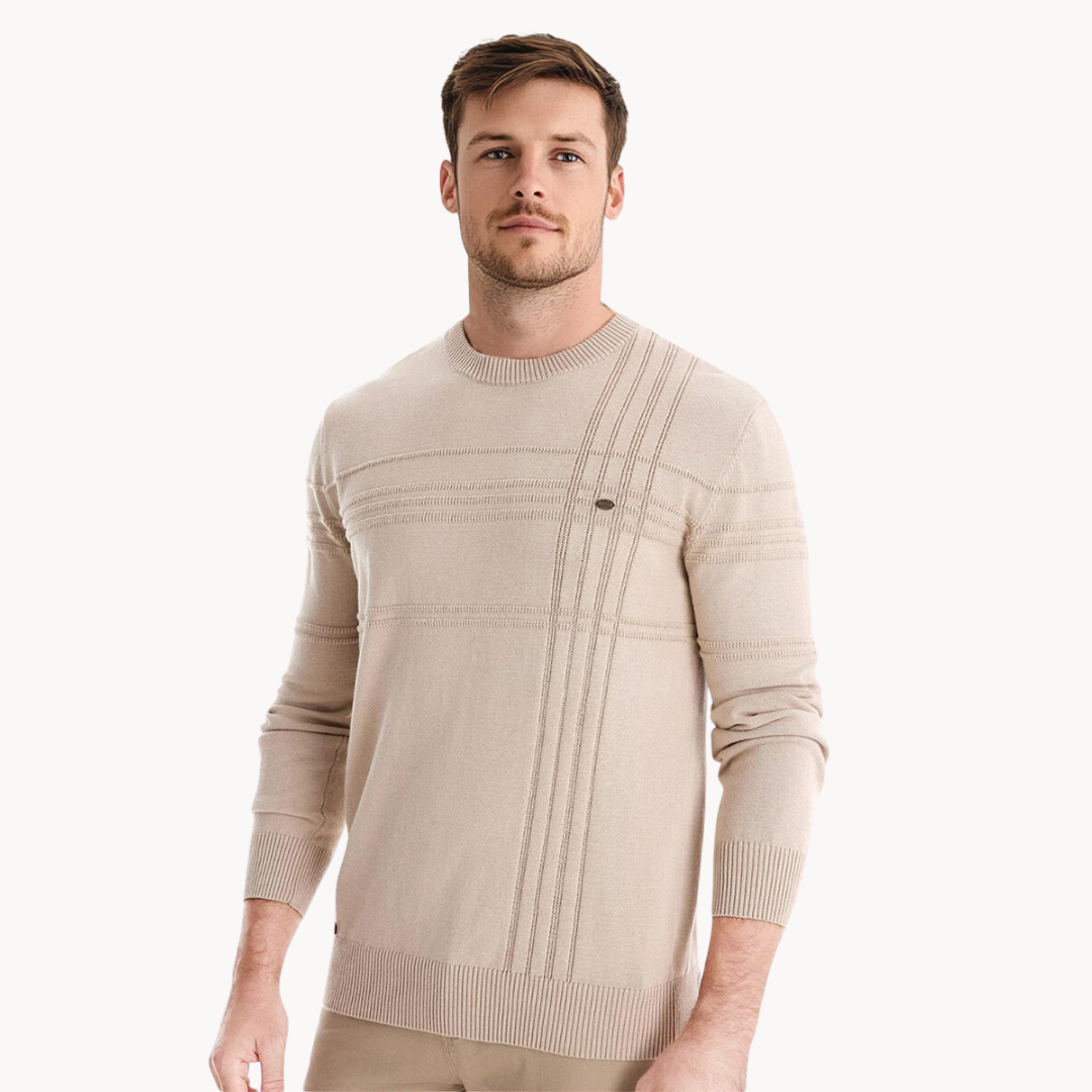 Bryson | Katoenen herentrui met streepdesign 7