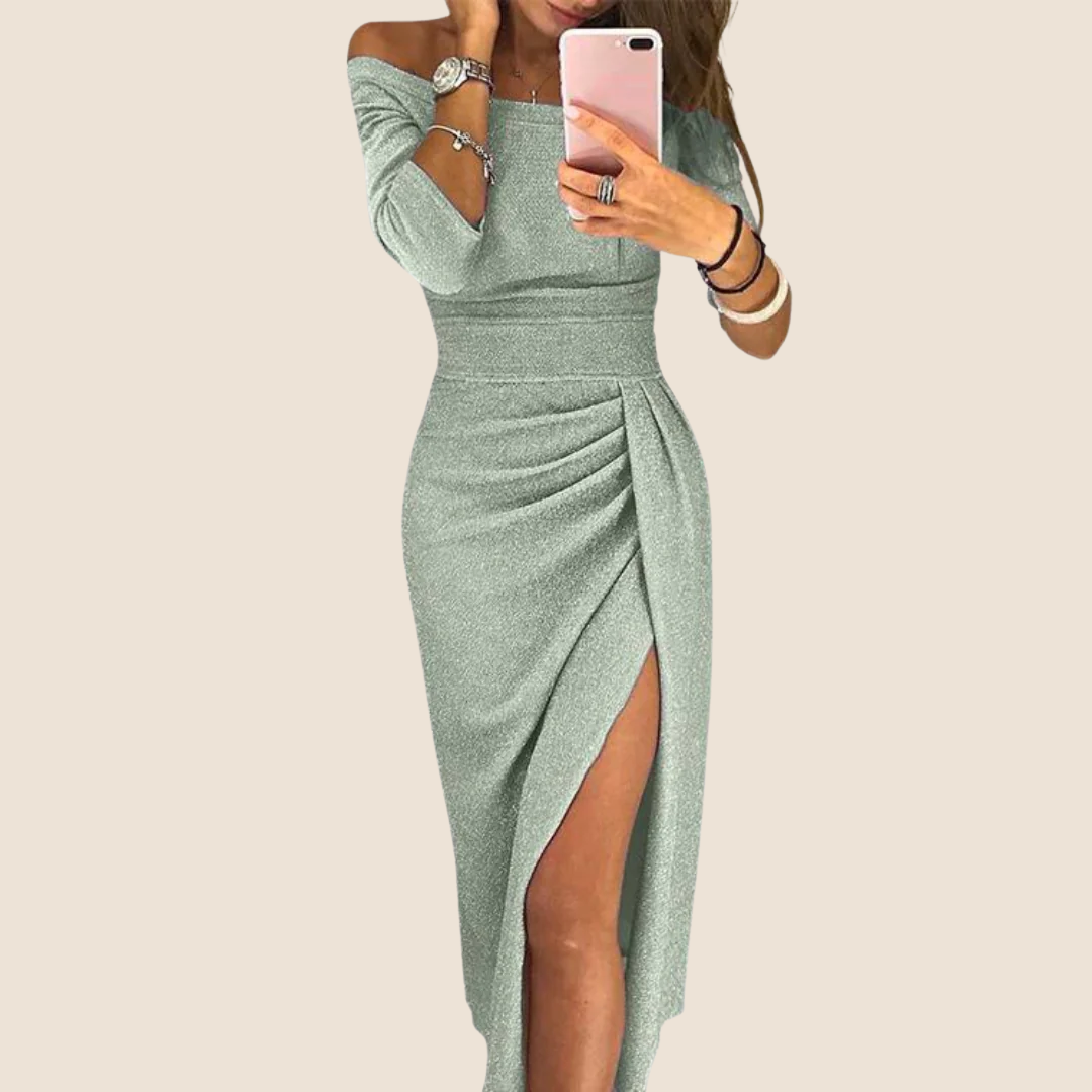 Elarienne | Chique vloeiende halter maxi-jurk 0