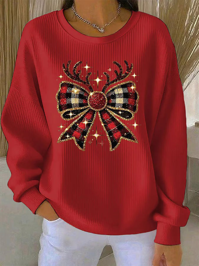 Elin - Kersttrui met strikmotief 0