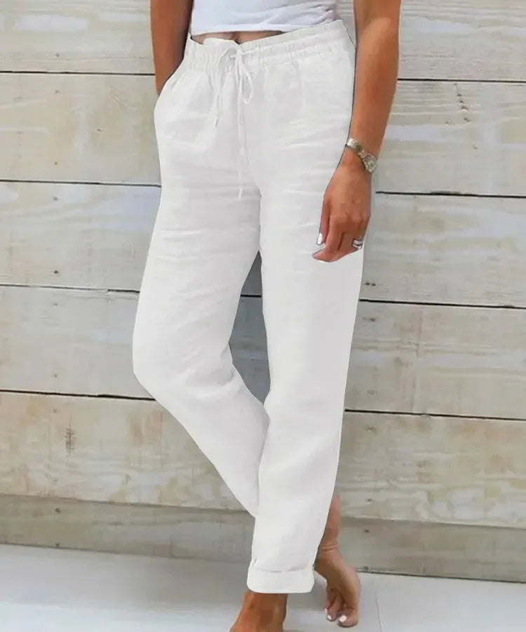 Elisse | Casual broek van katoen en linnen