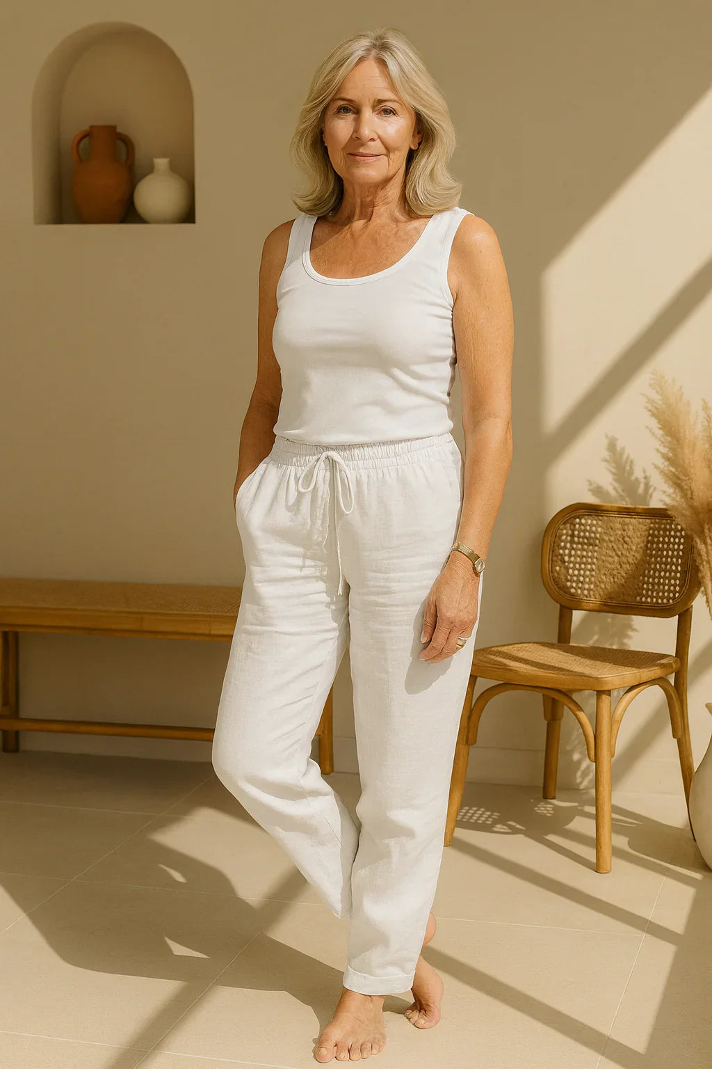 Elisse | Casual broek van katoen en linnen