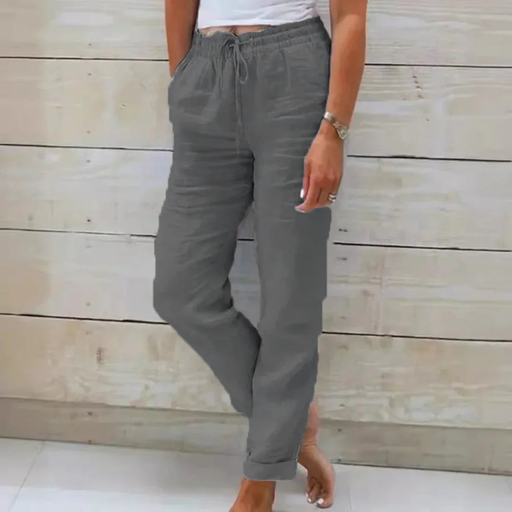 Elisse | Casual broek van katoen en linnen