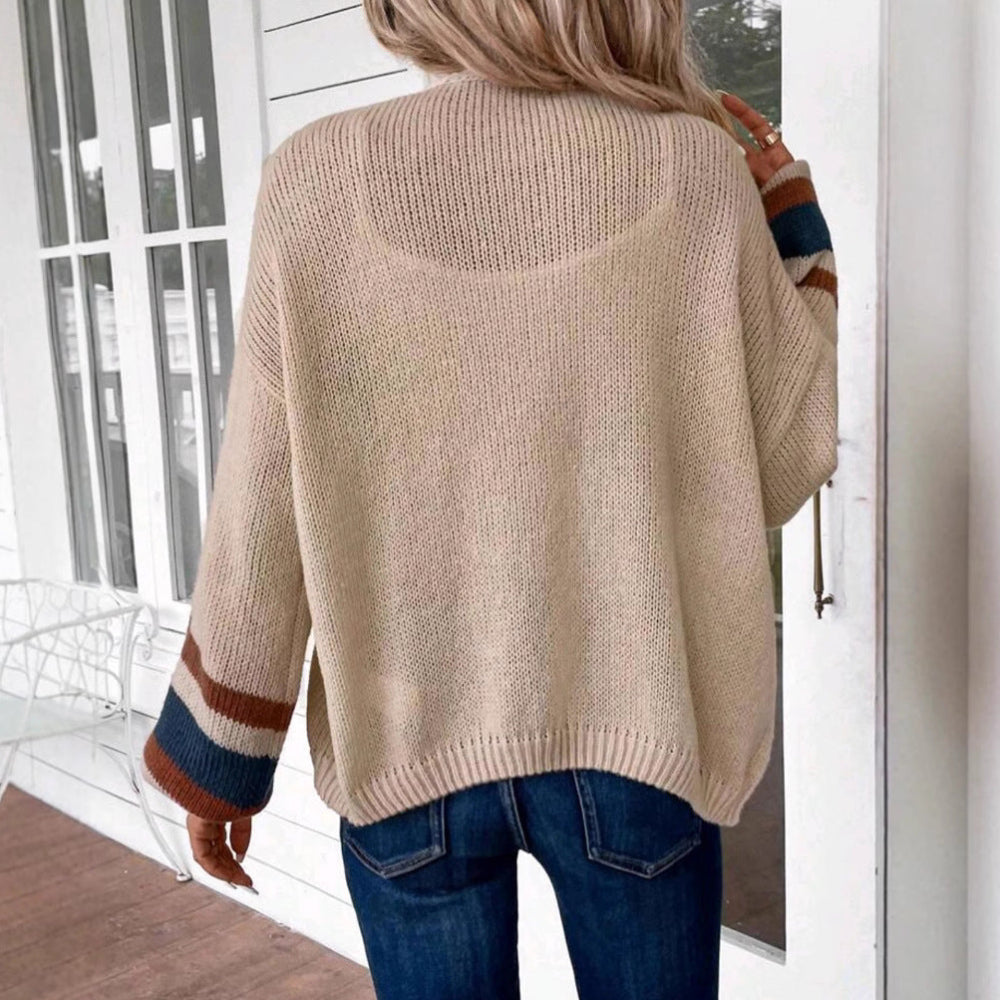 JANTHE™ - Comfortabele open voorkant gestreepte cardigan met lantaarnmouwen 1