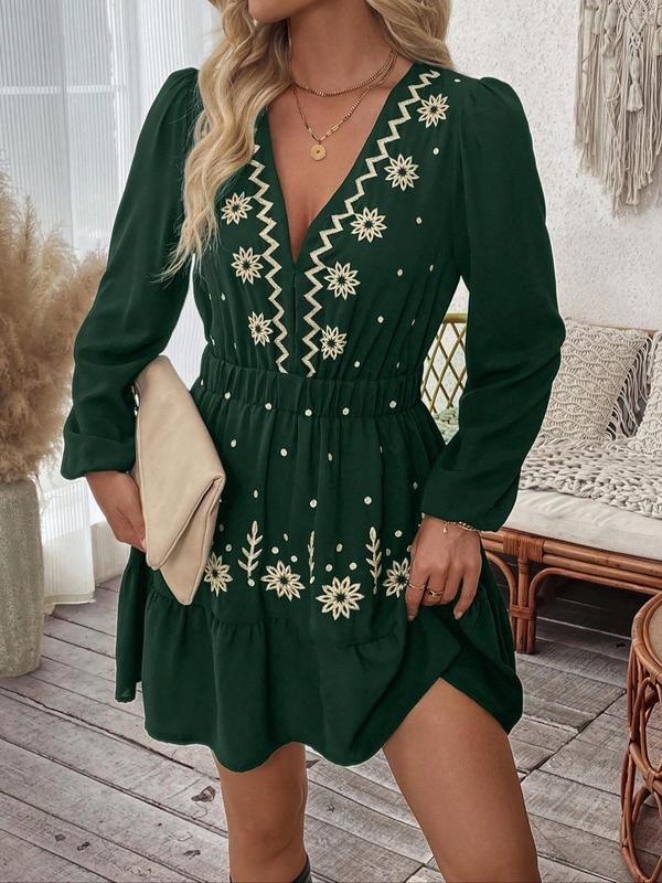 LOTTIE™ - Elegante geborduurde casual jurk met lange mouwen 2
